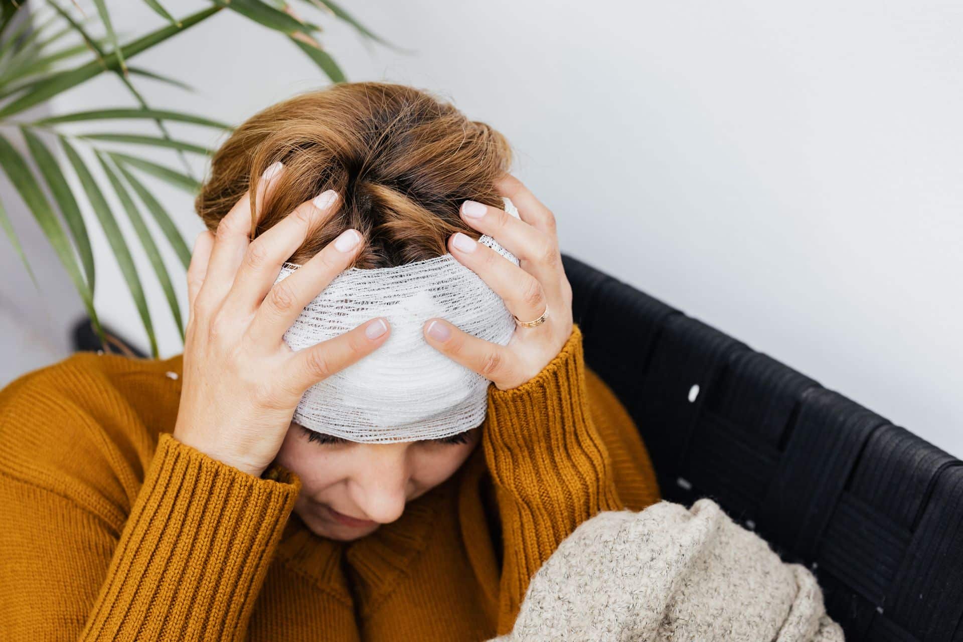 woman with head injury
